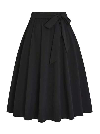Plus Tie Front Plicated Detail Skirt