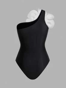 Swim Oasis Women 3D Floral Decor Sleeveless One-Piece Swimsuit With Matching Coverup And Skirt Set For Summer Beach Vacation - Multicolor - View 3