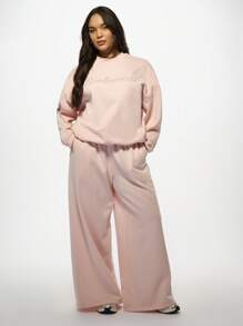 MISSGUIDED PLUS Oversized Diamante Bridesmaid Wide Leg Sweatpants
