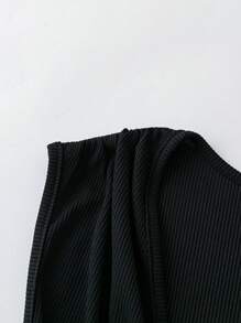 SHEIN Tall 女士休闲纯色 V 领垂褶阔腿无袖连体裤