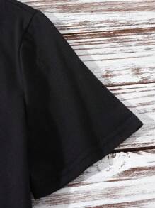 Slaydiva 大码女式休闲纯色四叶草圣帕特里克节图案圆领短袖修身 T 恤，夏季 - 黑色 - 查看 6