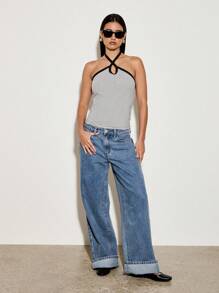 AiiRZ Top tube à col ras-du-cou croisé rayé