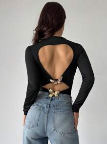 SHEIN Privé Robe fourreau dos nu à manches longues, élégante, romantique, mode, sexy, pour femmes. Convient pour les fêtes, les vacances, la rentrée, les rendez-vous romantiques, les mariages, les anniversaires