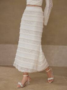 MOTF PREMIUM CONTRAST LACE ZIPPER SKIRT