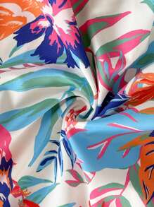 Soleia Summer Tropical Plant Floral Print Dress,Sun Dress - Green - View 6