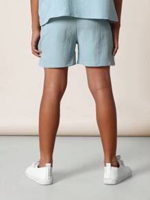 SUMWON Textured Summer Shorts Drawstring Wear Athletic Casual Beach Walking Vacation Daily Wear Comfortable Leisure Bottoms - Green - View 4