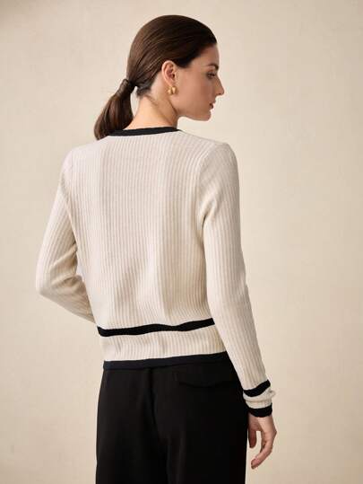 BizChic 女士拼色长袖单排扣休闲开衫