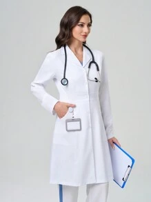 TaskEZ 翻领前开襟实验室大衣/工人大衣 - 白色 - 查看 4