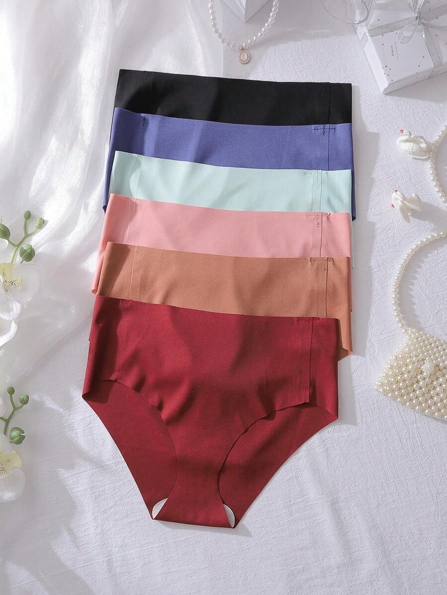 Set de 6 bragas triangulares cómodas y sin costuras para niñas adolescentes, ropa interior para uso diario - Multicolor - Ver 1