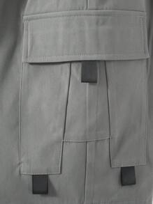 SHEIN Pantalones cortos de carga utilitarios informales de gris para adolescentes, atuendos de uso diario de estilo deportivo, callejero, punk rock y preppy, aptos para primavera/verano