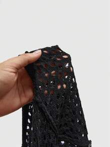 ROMWE Grunge Punk Grunge Cut-Off Off Shoulder Hollow-Out Knit Sweater