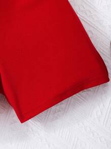 Conjunto de tirantes de unicolor elegante con perlas y lazo para niña preadolescente con cinturón, para verano, ropa para niña de color rojo, para vacaciones, verano, viajes