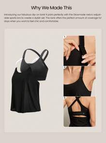 GLOWMODE 快干轻便可调节 X 带背心高强度跑步训练锻炼 - 黑色 - 查看 3