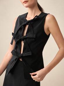 BizChic 女士夏季黑色系带蝴蝶结无袖音乐节吊带背心 - 黑色 - 查看 7