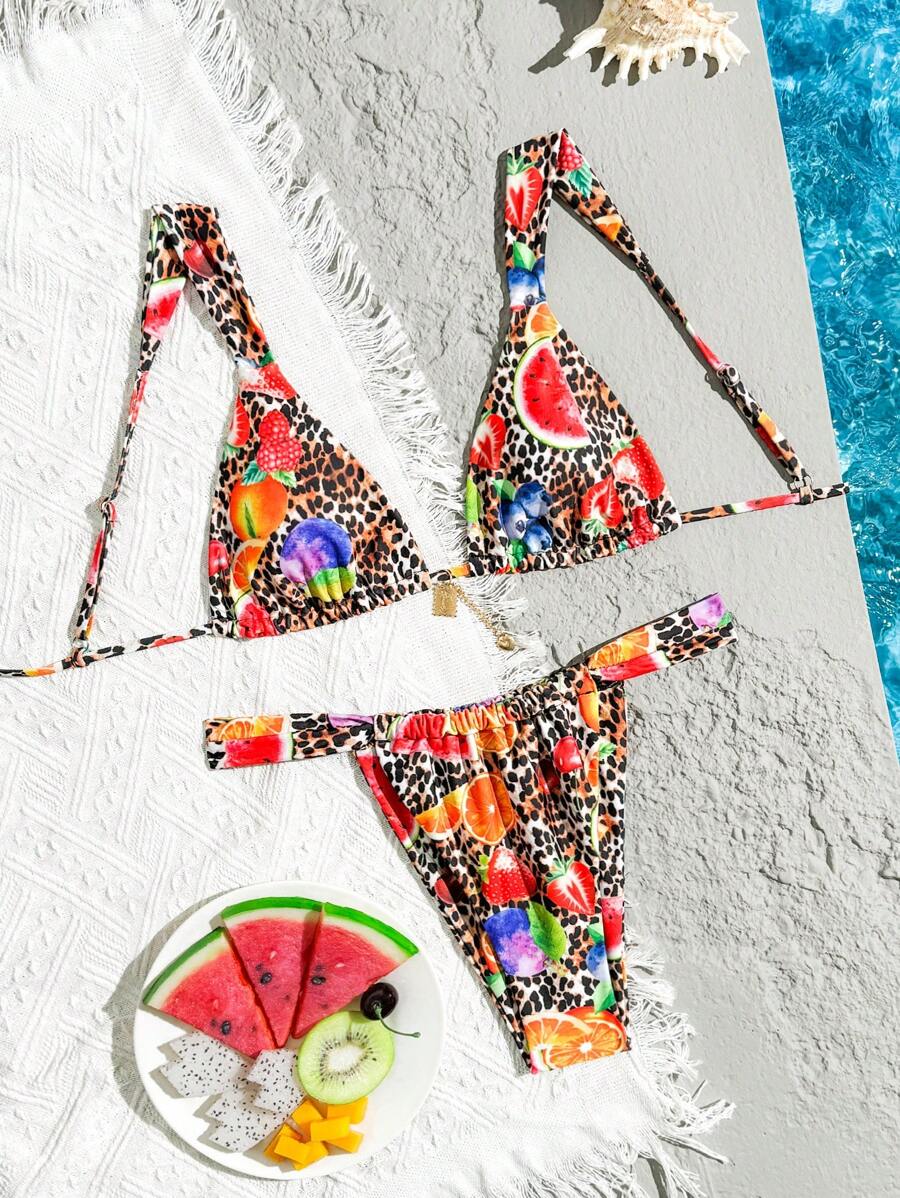 Swim Vcay Bộ đồ bơi bikini họa tiết da báo và hoa nhiệt đới gợi cảm dành cho nữ - Nhiều màu - Xem 1