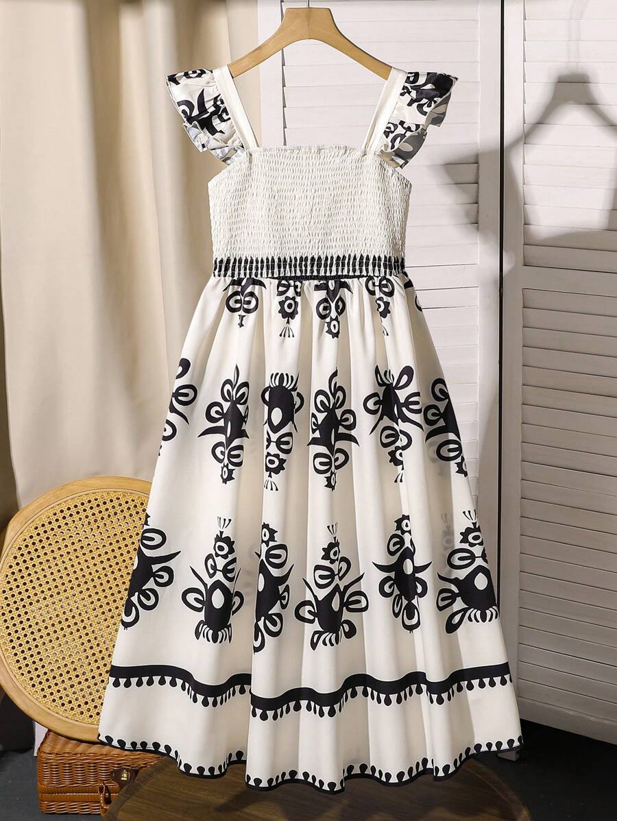 Sparklyn 青少年女孩度假休闲复古印花吊带背心连衣裙 - 彩色 - 查看 1