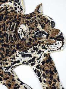 1 对大号刺绣缝制豹纹图案布贴布贴无需胶水，服装配饰布贴，DIY 服装装饰 - 棕色 - 查看 4