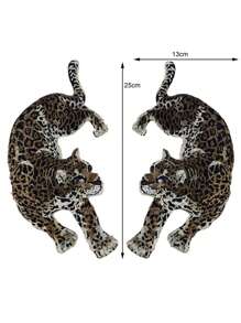 1 对大号刺绣缝制豹纹图案布贴布贴无需胶水，服装配饰布贴，DIY 服装装饰 - 棕色 - 查看 6