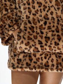 MISSGUIDED PLUS Cozy Plush Hooded Fleece Lounge Robe For Fall Winter Plus Size Long Sleeve Comfort Hoodie Leisure Home Wear Loungewear - Multicolor - View 7