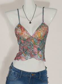 SHEIN ICON Y2k Spring Beach Boho Printed Camisole Western Wear Women Top, Simple Fashion Daily Casual - Multicolor - View 6