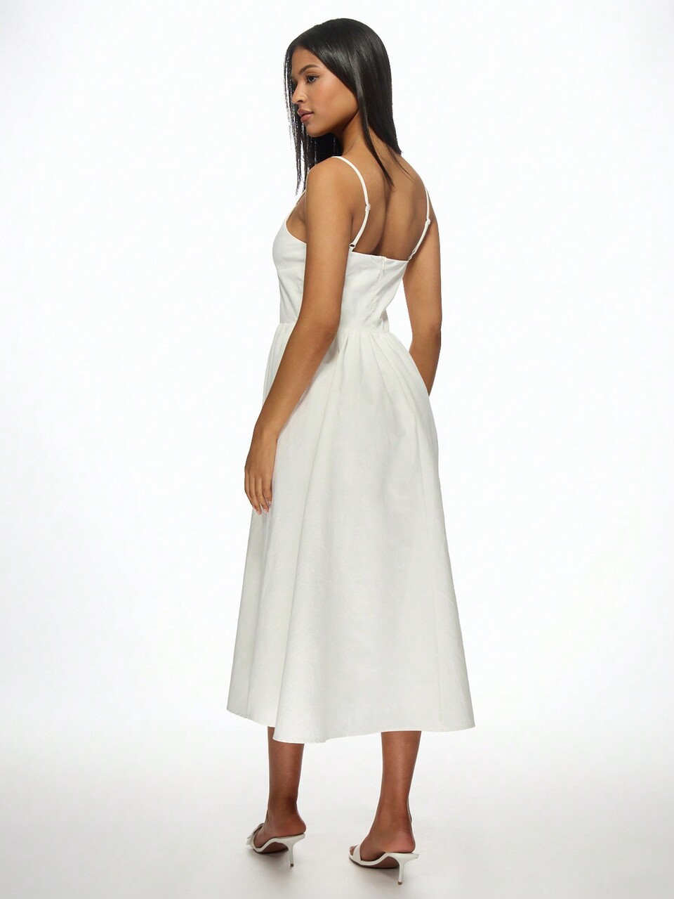 MISSGUIDED Knopfleisten-Herzausschnitt Midi Kleid mit Taschen, Passform und ausgestellter Rock Sommer Hochzeitsgast Party Sonntagskleider Tee-Party Frühlings Garten Kleid