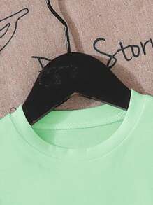 SHEIN Dziewczęca koszulka z krótkim rękawem i okrągłym dekoltem, minimalistyczna i modna do codziennego noszenia