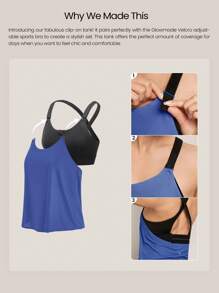 GLOWMODE 快干轻便可调节 X 带背心高强度跑步训练锻炼 - 藍色 - 查看 3