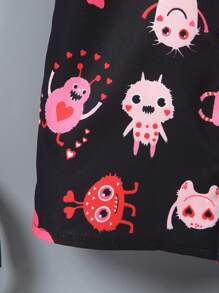 SHEIN Cartoon Print Short Sleeve Single-Breasted Casual Shirt For Boys, Suitable For Daily Casual, Family Gatherings, And Small Parties, You Will Be The Spotlight. - Multicolor - View 5