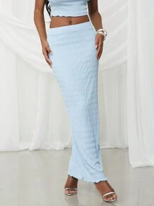 NYA SZN 春季休闲修身针织节日夏季长裙早午餐休闲度假海滩婚礼宾客特殊场合新娘晚宴舞会服装女士 - 淺藍色 - 查看 1