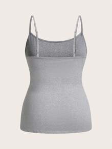 SHEIN Essnce Plus Size Women's Clothing Four Seasons Casual Versatile Basic Comfortable Long Black Camisole 2 Packs, Fall Women Clothes, Curv Tops, Black Tops, Women Top - Light Grey - View 5