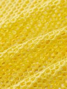 Manfinity Hypemode Men's Plain Front Button Short Sleeve Casual Knitted Top - Yellow - View 5