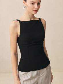 BizChic Black Elegant Women's Off Shoulder Summer Tank Top, Music Festival Blouse