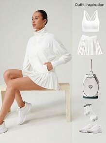 GLOWMODE VitalSwift Sweat-Wicking Quick-Dry Tennis Ribbed Cuffs Adjustable Hem Jacket Workout Running Training Tennis
