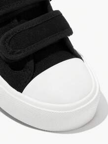 JNSQ Baskets plates en canevas vulcanisée avec design à double bande , style polyvalent tout-aller pour enfants, adapté pour le printemps, l'été et toutes les saisons