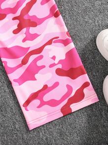 年轻男孩字母迷彩印花松紧腰阔腿休闲运动裤 - 粉色 - 查看 4