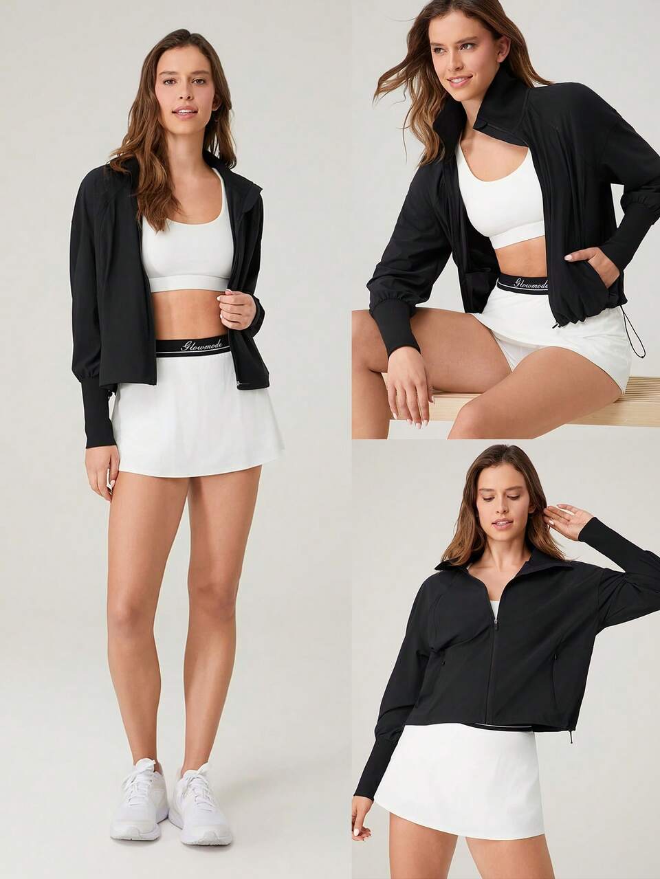 VitalSwift Sweat-Wicking Quick-Dry Tennis Ribbed Cuffs Adjustable Hem Jacket Workout Running Training Tennis