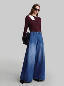 Ontre 2025 New Fashion Commuter Distressed Loose Wide Leg Jeans For Women, Spring & Summer