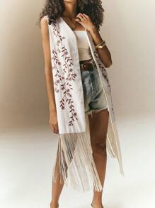 Poéselle Women's Sleeveless Fringe Hem Casual Blouse, Suitable For Leisure And Holiday