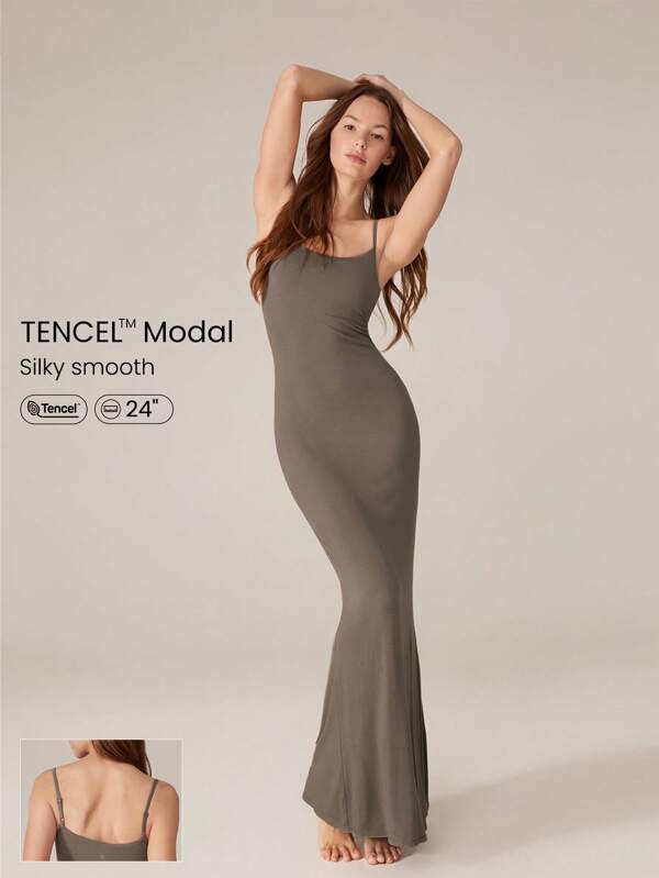GLOWMODE Modal Fishtail Maxi Slip Dress Adjustable Straps Daily Casual Summer Dress Party Dress Long Dress Prom Dress