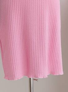 Wildeya Tween-Mädchen Kleid, elegantes, süßes, kurzärmliges Minikleid aus Strick mit Schleife, rosa Kleid, geeignet für Sommer und Frühling, passend für Party und Urlaub