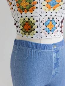 SHEIN 少女花卉钩针上衣套装，适合度假