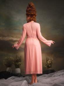 PinupGlam Retro Palace-Style Satin Mesh Lace Women Nightgown
