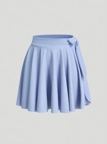 Sweetra Traje de baño de una pieza azul, lindo y coqueto, con falda de cubrición para vacaciones y playa de verano para mujeres