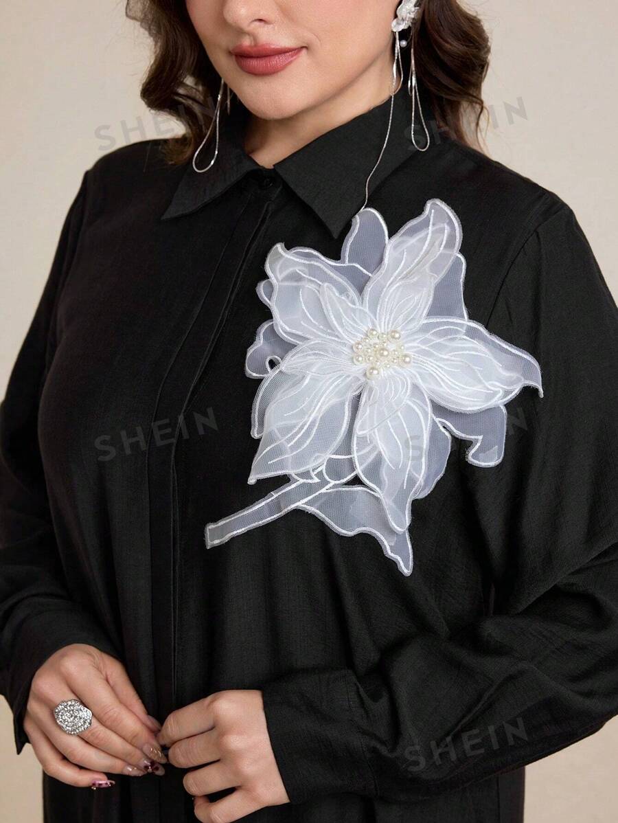 Graceveil Vestido casual holgado de manga larga, con cuello de camisa y estampado floral, en tallas grandes, transpirable y elegante para uso diario, de corte recatado