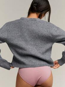 Athîral 女士纯色休闲开衫，日常穿着 - 灰色 - 查看 5