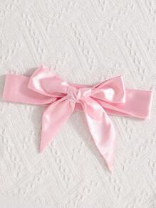 女孩粉色缎面印花后背长袖长腰系带睡袍 - 粉色 - 查看 7