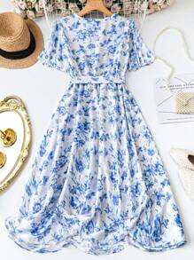 SHEIN LUNE Plus Size Casual Simple Fashionable Everyday Dress - Blue - View 2