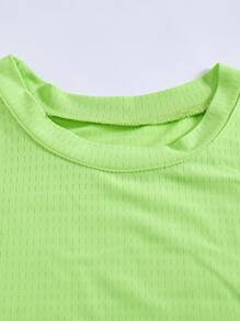 SHEIN 男童休闲短袖圆领 T 恤，透气网眼面料，适合夏季、户外、学校、度假、运动、家居服、春夏、纯色、百搭 - 彩色 - 查看 3