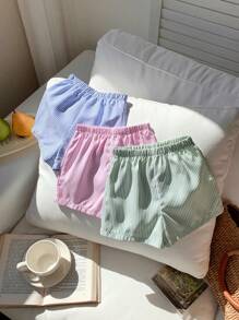 SHEIN 3pcs/Set Baby Girl Summer Cute Striped Elastic Waist Shorts