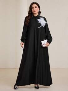 Graceveil Vestido casual holgado de manga larga, con cuello de camisa y estampado floral, en tallas grandes, transpirable y elegante para uso diario, de corte recatado
